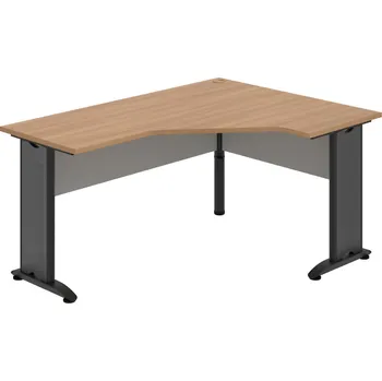 Psací stůl CEV 60 L – Stůl ergo levý 160 × 120 cm - Višeň , Šedá , Černý kov