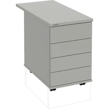 Zásuvkový kontejner K 34 C PTO P 80 – Kontejner, 4 zásuvky, cent. zamykání, bezúchytkové otevírání, léta podél, hl. 80 cm - Šedá , Šedá