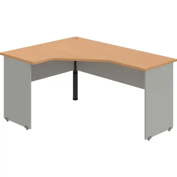 Psací stůl GEV 60 P – Stůl ergo pravý 160 × 120 cm - Buk , Šedá , Černý kov