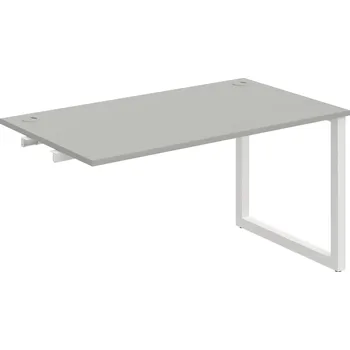 Psací stůl US O 1400 R – Stůl pracovní délky 140 cm, k řetězení - Šedá , Bílý kov