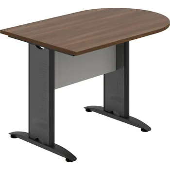 Jednací stůl CP 1200 1 – Stůl jednací oblouk 120 cm - Ořech , Šedá , Černý kov