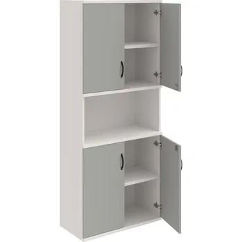 Policová skříň SZ 5 80 05 – Skříň policová dvéřová 192 × 80 cm - Šedá , Bílá , UCO – černá