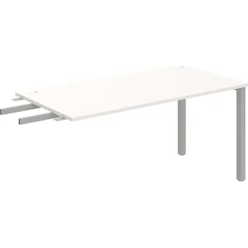 Psací stůl US 1600 RU – Stůl pracovní délky 160 cm, k řetězení - Bílá , Šedý kov