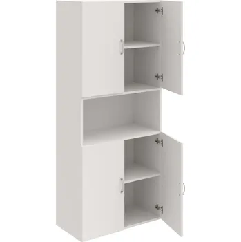 Policová skříň D 5 80 05 – Skříň policová dvéřová 185 × 80 cm - Bílá , Bílá , USN – Hobis