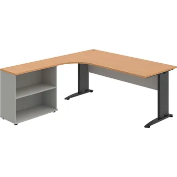 Psací stůl CE 1800 H P – Sestava pravá 180 cm - Buk , Šedá , Černý kov