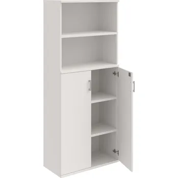 Policová skříň SZ 5 80 04 – Skříň policová dvéřová 192 × 80 cm - Bílá , Bílá , USH – hranatá