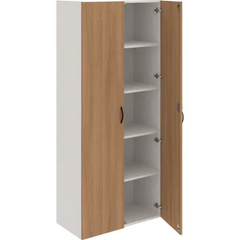 Policová skříň DZR 5 80 00 – Skříň policová dvéřová 185 × 80 cm - Višeň , Bílá , UCO – černá