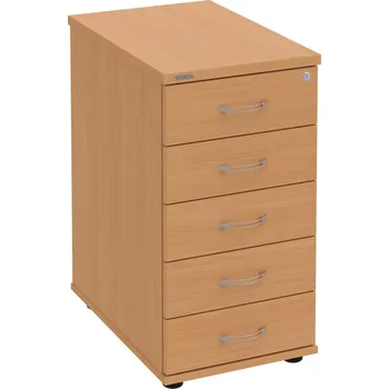 Zásuvkový kontejner K 35 C P – Kontejner, 5 zásuvek, cent. zamykání, léta podél, hl. 60 cm - Buk , Buk , USN – Hobis