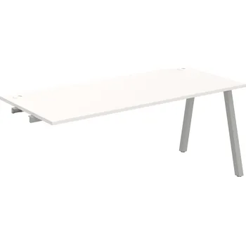 Psací stůl US A 1800 R – Stůl pracovní délky 180 cm, k řetězení - Bílá , Šedý kov