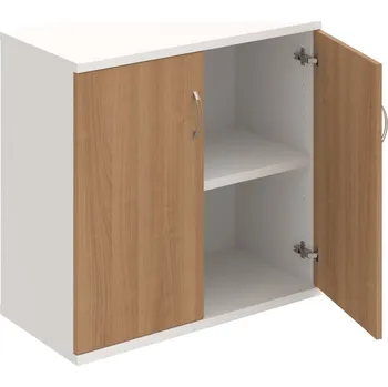 Policová skříň S 2 80 01 – Skříň policová dvéřová 76,8 × 80 cm - Višeň , Bílá , USN – Hobis