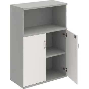 Policová skříň SZ 3 80 02 – Skříň policová dvéřová 115,2 × 80 cm - Bílá , Šedá , USN – Hobis