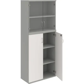 Policová skříň SZ 5 80 11 – Skříň policová dvéřová 192 × 80 cm - Bílá , Šedá , USN – Hobis