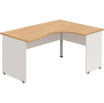 Psací stůl GE 2005 L – Stůl ergo levý 160 × 120 cm - Dub , Bílá , Šedý kov