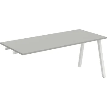 Psací stůl UJ A 1800 R – Stůl jednací rovný délky 180 cm, k řetězení - Šedá , Bílý kov