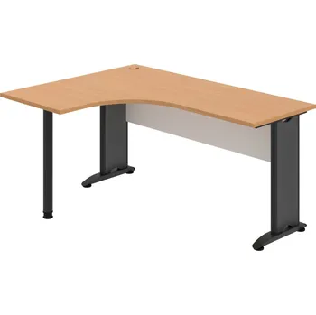 Psací stůl CE 60 P – Stůl ergo pravý 160 × 120 cm - Buk , Bílá , Černý kov