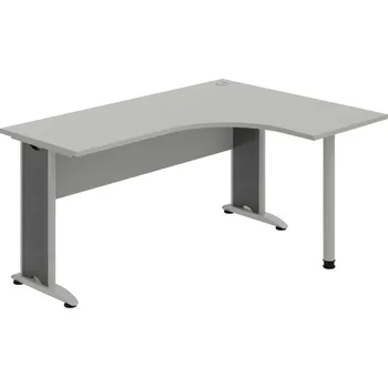 Psací stůl CE 60 L – Stůl ergo levý 160 × 120 cm - Šedá , Šedá , Šedý kov