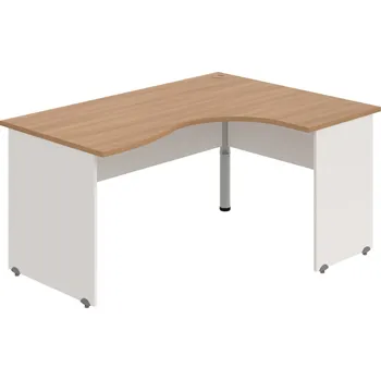 Psací stůl GE 2005 L – Stůl ergo levý 160 × 120 cm - Višeň , Bílá , Šedý kov