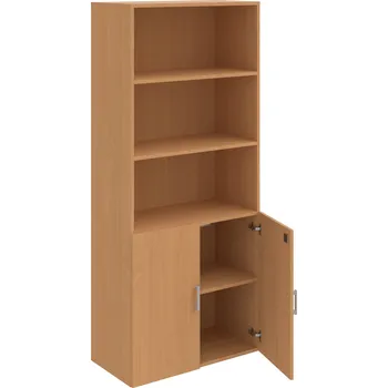 Policová skříň DZ 5 80 03 – Skříň policová dvéřová 185 × 80 cm - Buk , Buk , USH – hranatá