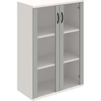 Policová skříň SZ 3 80 04 – Skříň policová dvéřová 115,2 × 80 cm - Šedá , Bílá , UCO – černá