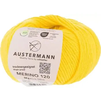 Příze Austermann Merino 120 EXP 175 Žlutá (Příze Merino 120 EXP ZITRONE)