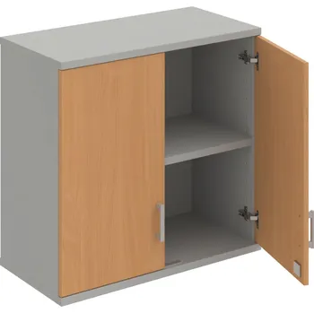Policová skříň SZ 2 80 01 H – Skříň policová dvéřová 76,8 × 80 cm - Buk , Šedá , USH – hranatá