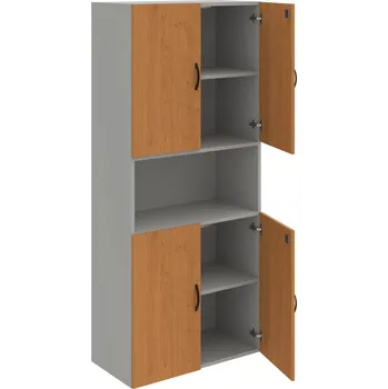 Policová skříň DZ 5 80 05 – Skříň policová dvéřová 185 × 80 cm - Olše , Šedá , UCO – černá