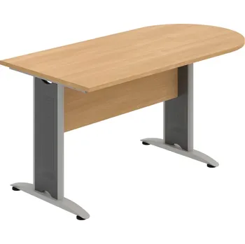 Jednací stůl CP 1600 1 – Stůl jednací oblouk 160 cm - Dub , Dub , Šedý kov