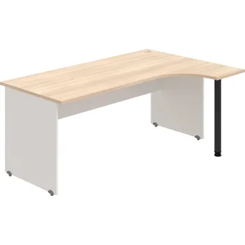 Psací stůl GE 1800 L – Stůl ergo levý 180 × 120 cm - Akát , Bílá , Černý kov