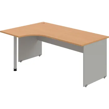 Psací stůl GE 1800 60 P – Stůl ergo 180 × 120 cm, pravý - Buk , Šedá , Šedý kov