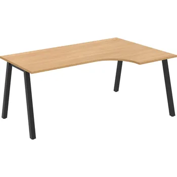 Psací stůl UE A 1800 60 L – Stůl ergo 180 × 120 cm, levý - Dub , Černý kov