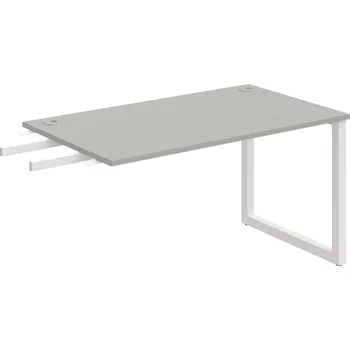 Psací stůl US O 1400 RU – Stůl pracovní délky 140 cm, k řetězení - Šedá , Bílý kov