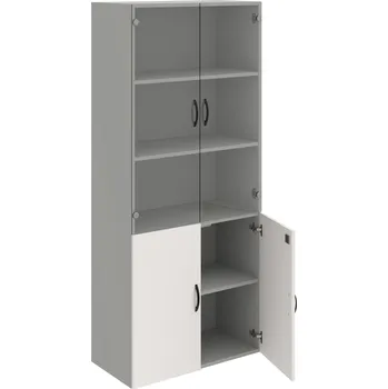 Policová skříň DZ 5 80 09 – Skříň policová dvéřová 185 × 80 cm - Bílá , Šedá , UCO – černá