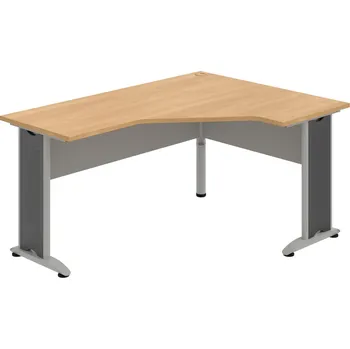 Psací stůl CEV 60 L – Stůl ergo levý 160 × 120 cm - Dub , Šedá , Šedý kov