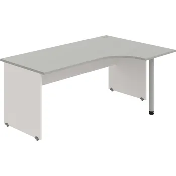 Psací stůl GE 1800 60 L – Stůl ergo 180 × 120 cm, levý - Šedá , Bílá , Šedý kov