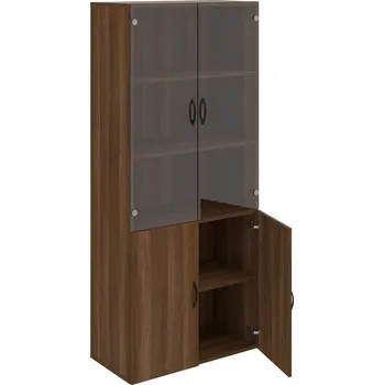 Policová skříň D 5 80 09 – Skříň policová dvéřová 185 × 80 cm - Ořech , Ořech , UCO – černá