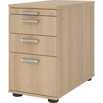 Jednací stůl Kancelářský kontejner s pořadačem, zásuvky 1/3/3/6, chrom madlo, 428x800x720 mm, dub