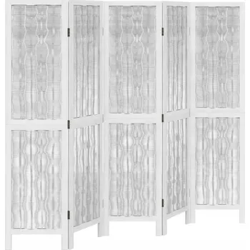 Paraván Dekorační paraván bílý 175-180x160 cm, masivní dřevo, větvičky vrby