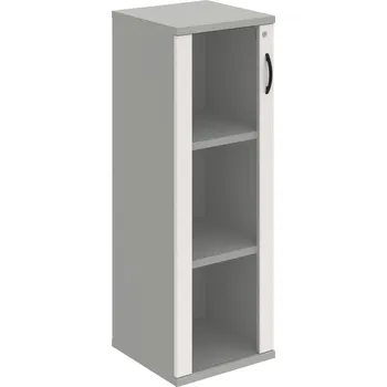 Policová skříň SZ 3 40 02 L – Skříň policová dvéřová 115,2 × 40 cm - Bílá , Šedá , UCO – černá