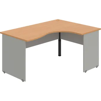 Psací stůl GE 2005 L – Stůl ergo levý 160 × 120 cm - Buk , Šedá , Černý kov