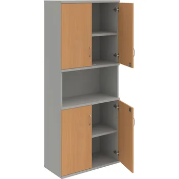 Policová skříň SZ 5 80 05 – Skříň policová dvéřová 192 × 80 cm - Buk , Šedá , USN – Hobis