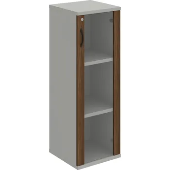 Policová skříň SZ 3 40 02 P – Skříň policová dvéřová 115,2 × 40 cm - Ořech , Šedá , UCO – černá