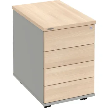 Zásuvkový kontejner K 34 C PTO P – Kontejner, 4 zásuvky, cent. zamykání, bezúchytkové otevírání, léta podél, hl. 60 cm - Akát , Šedá