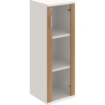 Policová skříň SZ 3 40 02 P – Skříň policová dvéřová 115,2 × 40 cm - Višeň , Bílá , USH – hranatá