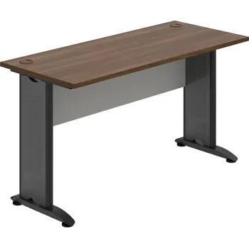 Psací stůl CE 1400 – Stůl pracovní rovný 140 cm, hl. 60 cm - Ořech , Šedá , Černý kov