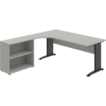 Psací stůl CE 1800 H P – Sestava pravá 180 cm - Šedá , Šedá , Černý kov