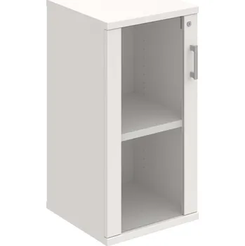 Policová skříň SZ 2 40 02 L – Skříň policová dvéřová 76,8 × 40 cm - Bílá , Bílá , USH – hranatá