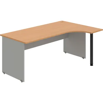 Psací stůl GE 1800 L – Stůl ergo levý 180 × 120 cm - Buk , Šedá , Černý kov