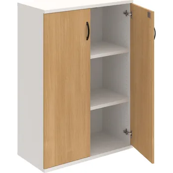 Policová skříň SZ 3 80 01 – Skříň policová dvéřová 115,2 × 80 cm - Dub , Bílá , UCO – černá