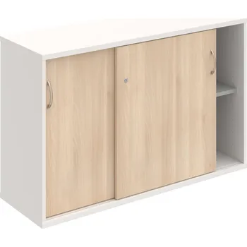 Policová skříň SZ 2 120 02 – Skříňka s posuv. dveřmi 76,8 × 120 cm - Akát , Bílá , USN – Hobis