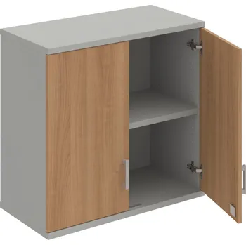 Policová skříň SZ 2 80 01 H – Skříň policová dvéřová 76,8 × 80 cm - Višeň , Šedá , USH – hranatá